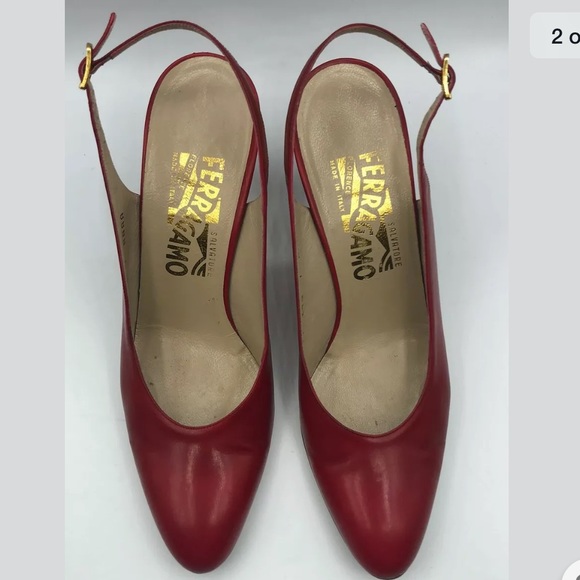 Salvatore Ferragamo slingback red woman’s 7 -4A - Picture 2 of 12